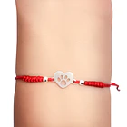 Pulsera Corazón Huella Plata Fina 925 Cordón Rojo Nudo Serpiente  2