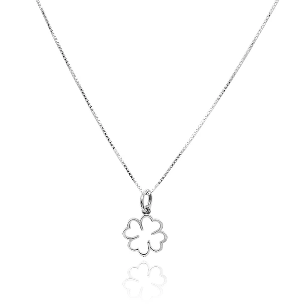 Collar Trébol Calado Veneciana Plata Fina 925 1