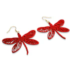 Aros Libélula Roja PLA Gancho Enchapado Oro 18K 3