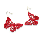 Aros Mariposa Roja PLA Gancho Enchapado Oro 18K 3
