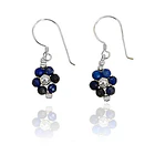 Aros Flor Lapislázuli Gancho Plata Fina 925 1
