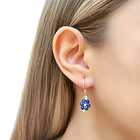 Aros Flor Lapislázuli Gancho Plata Fina 925 2