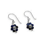 Aros Flor Lapislázuli Gancho Plata Fina 925 3