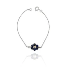 Pulsera Flor Lapizlázuli Cadena Eslabón Plata Fina 925 1
