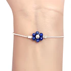 Pulsera Flor Lapizlázuli Cadena Eslabón Plata Fina 925 2