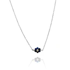 Collar Flor Lapizlázuli Cadena Eslabón Plata Fina 925 1
