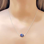 Collar Flor Lapizlázuli Cadena Eslabón Plata Fina 925 2