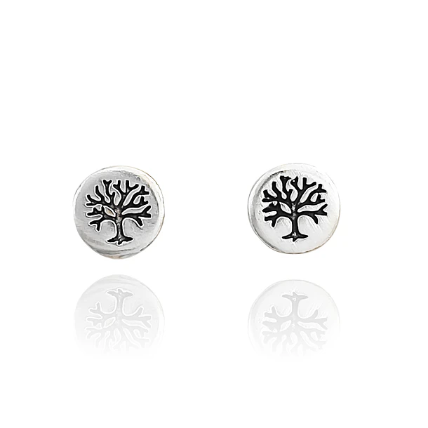 Aros Árbol De La Vida Mini Redondo Plata Fina 925
