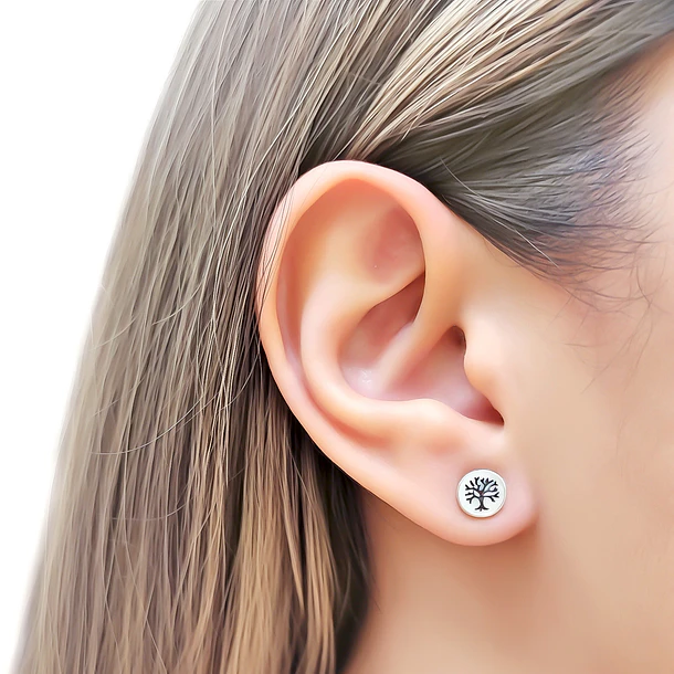 Aros Árbol De La Vida Mini Redondo Plata Fina 925