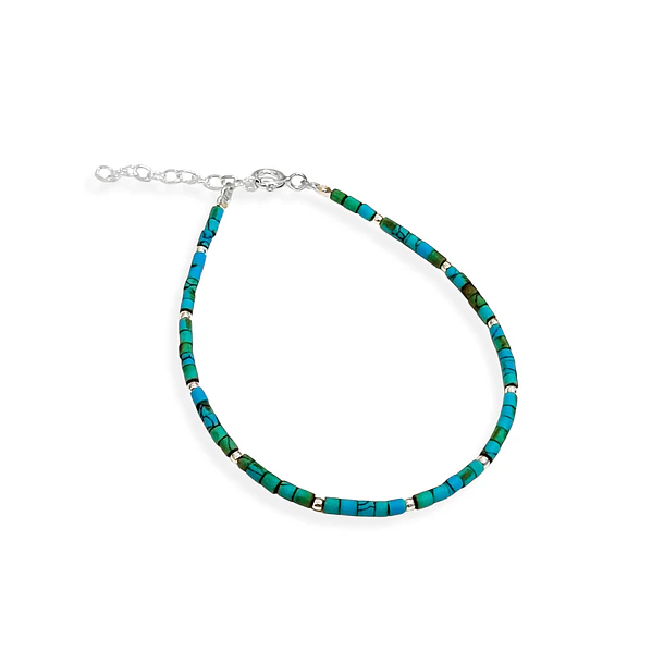 Pulsera Turquesa Bolita Plata Fina 925 3