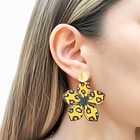 Aros Flor Animal Print PLA Tope Enchapado Oro 18K 2