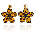 Aros Flor Animal Print PLA Tope Enchapado Oro 18K 1