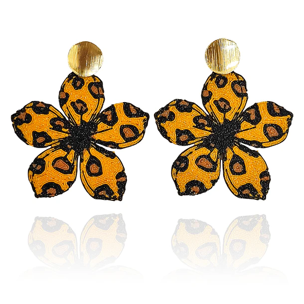 Aros Flor Animal Print PLA Tope Enchapado Oro 18K 1