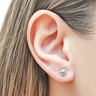 Aros Abridores Flor Circón Celeste 6mm Plata Fina 925 2