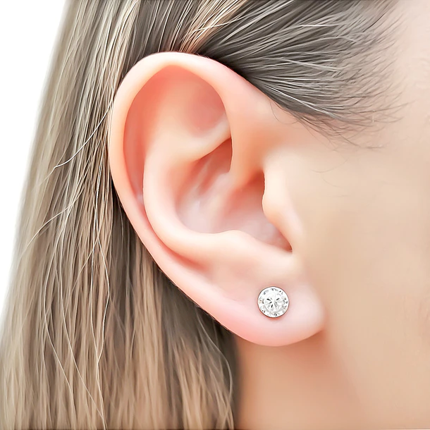 Aros Abridores Flor Circón Blanco 6mm Plata Fina 925