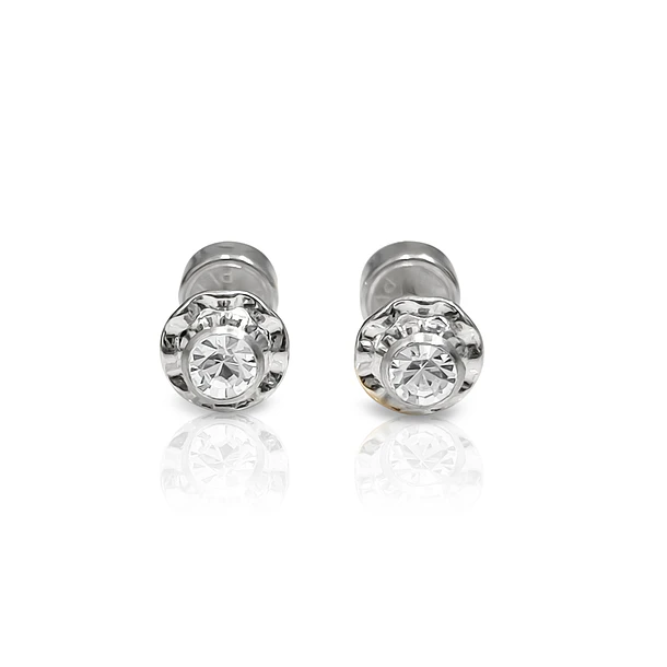 Aros Abridores Flor Circón Blanco 6mm Plata Fina 925
