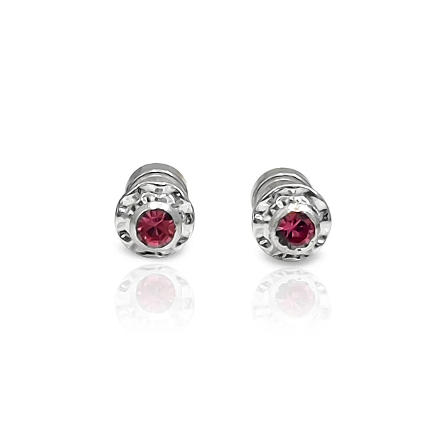 Aros Abridores Flor Circón Rosa 6mm Plata Fina 925