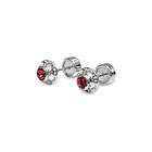 Aros Abridores Flor Circón Rosa 6mm Plata Fina 925 4
