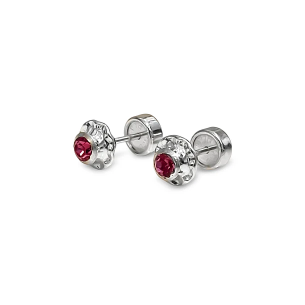 Aros Abridores Flor Circón Rosa 6mm Plata Fina 925 4