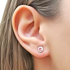 Aros Abridores Flor Circón Rosa 6mm Plata Fina 925 2