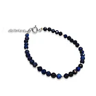 Pulsera Lapislázuli Facetada 4mm Bolita Plata Fina 925 3