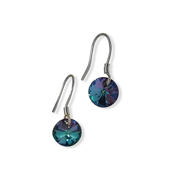 Aros Cristal Austriaco Vitrail Claro Redondo Gancho Plata Fina 925 4