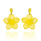 Aros Flor Amarilla PLA Tope Enchapado Oro 18K 1