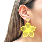 Aros Flor Amarilla PLA Tope Enchapado Oro 18K 2