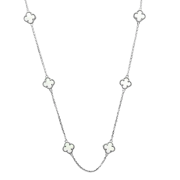 Collar 6 Trébol Nácar Plata Fina 925