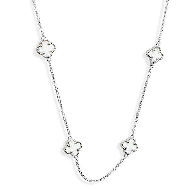 Collar 6 Trébol Nácar Plata Fina 925 3