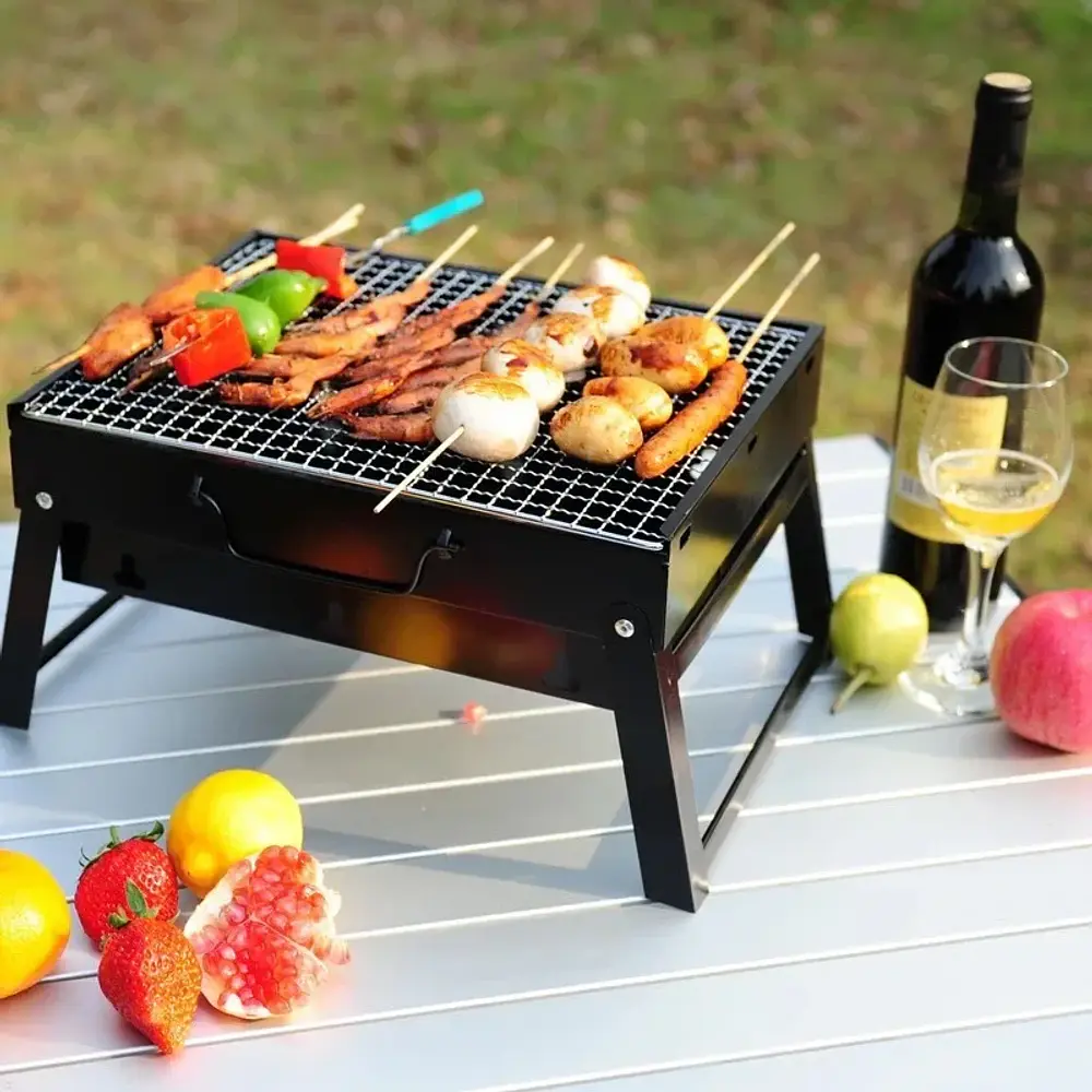 Parrilla portátil ligera y plegable gruesa, parrilla de carbón para asados, aventura al aire libre, Raid, excursión, camping, Anextadventure off road. 2