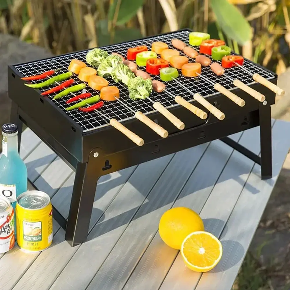 Parrilla portátil ligera y plegable gruesa, parrilla de carbón para asados, aventura al aire libre, Raid, excursión, camping, Anextadventure off road. 3
