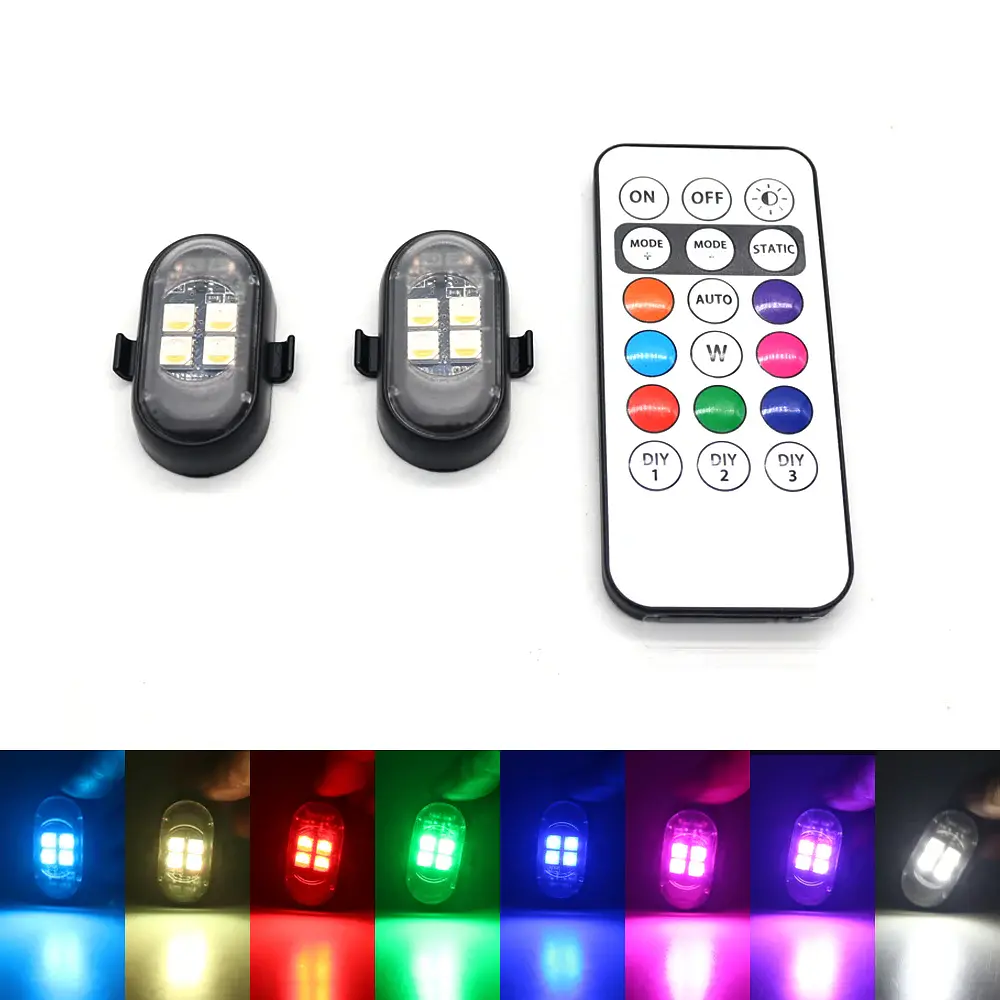 Mejora las luces de ambiente del coche RGB, batería más grande y más brillante, cable de carga tipo C, multimodo remoto inalámbrico para motocicleta y coche 6