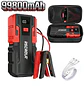 Arrancador de Coches de 12V, Banco de Energía Portátil de 99800mAh con Pico de 3000A, Potenciador de Batería de Auto de 12V con Pantalla LCD, Luz LED de Emergencia - Miniatura 1
