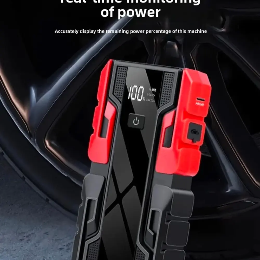 Arrancador de Coches de 12V, Banco de Energía Portátil de 99800mAh con Pico de 3000A, Potenciador de Batería de Auto de 12V con Pantalla LCD, Luz LED de Emergencia 6