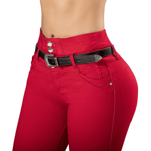 Jeans Colombiano Con Control De Abdomen Rojo Bartolomeo