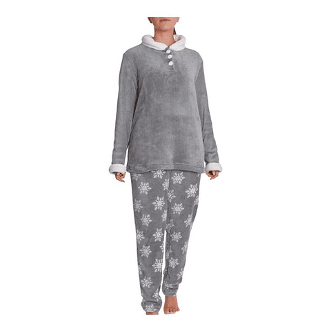 Pijama De Polar 8494 Gris Baziani