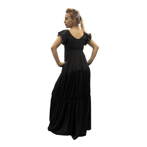 Vestido Largo Colombiano Tropico Negro Bartolomeo