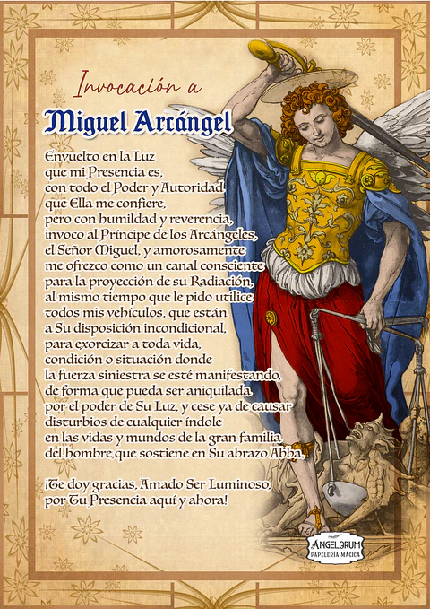 POSTER INVOCACIÓN PROTECCIÓN ARCÁNGEL MIGUEL