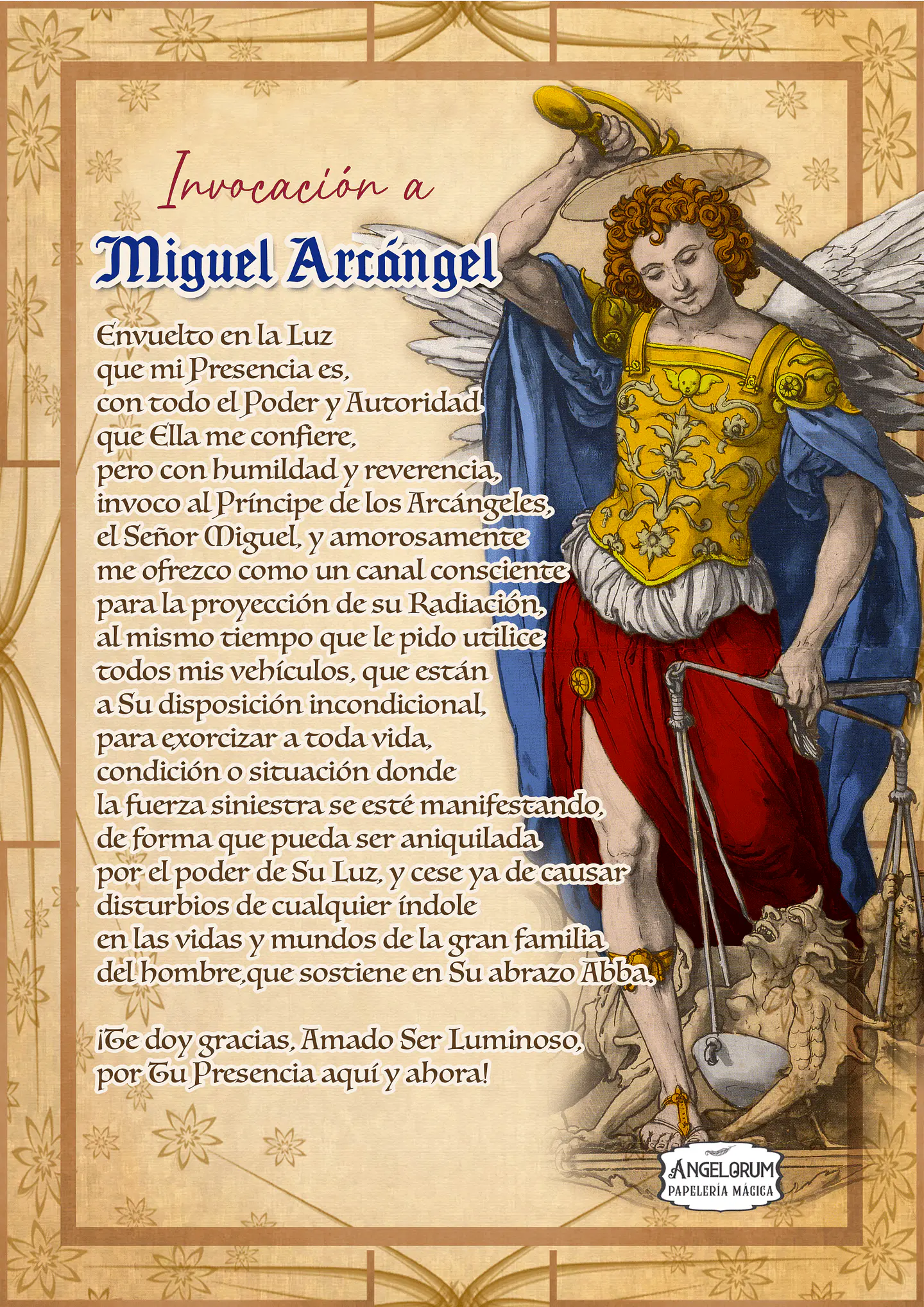 POSTER INVOCACIÓN PROTECCIÓN ARCÁNGEL MIGUEL 1