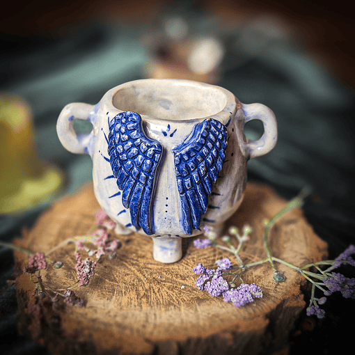 Calderito Cerámico con Alas de Ángel