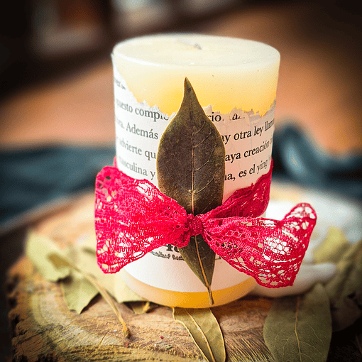 Cirios Pequeños con Laurel - beige