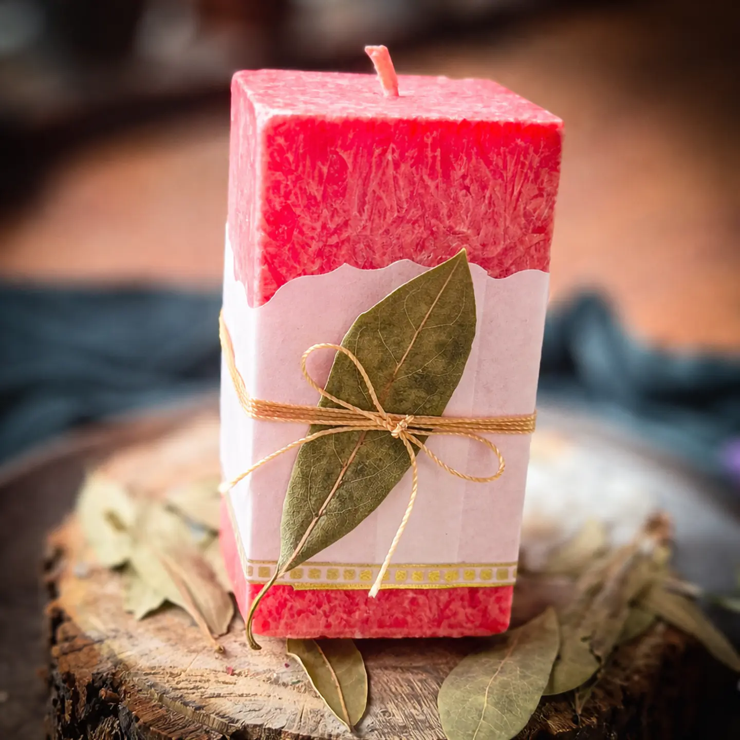 Cirios rectangulares con laurel 1