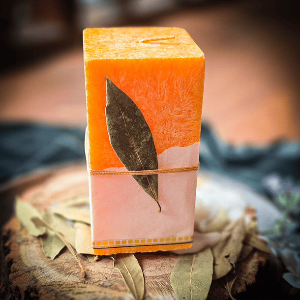 Cirios rectangulares con laurel 2