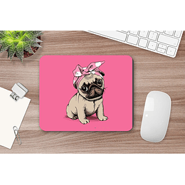 M100 Mousepad personalizado Perro Pug Rosa