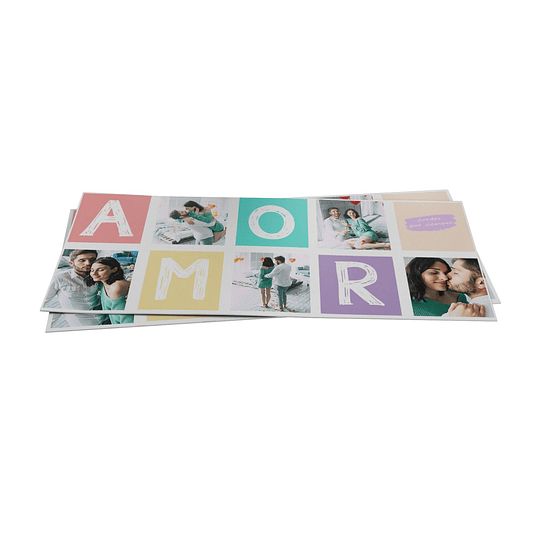 T82 Tazón personalizado AMOR con 5 fotos y caja con diseño