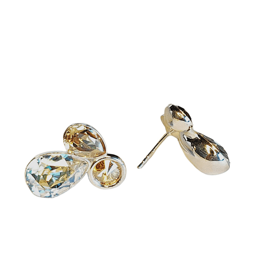Aros de Plata 925 con cristal Swarovski Pear y Rivoli