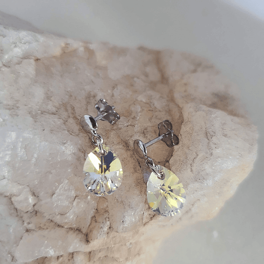 Aros de Acero con cristal Swarovski Mini Pear