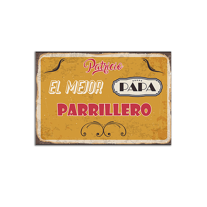 Lamina cartel de Metal Vintage Papa Parrillero LM31 1