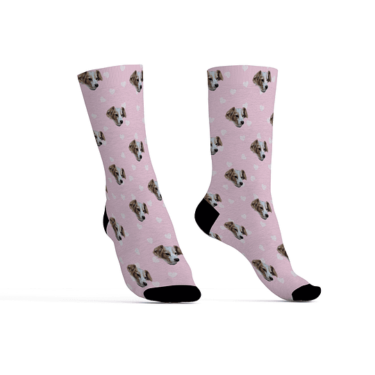 C8503 Calcetines divertidos con tu mascota y corazones